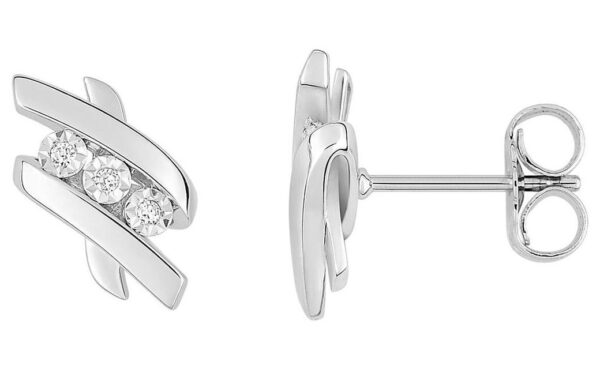 Boucles d'oreilles Clous Or Blanc Diamant 0.02ct GH P2