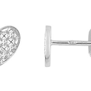 Boucles d'oreilles Clous Or Blanc Diamant 0.01ct GH P2 Coeur