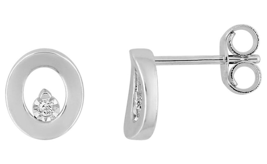 Boucles d'oreilles Clous Or Blanc Diamant 0.02ct GH P2