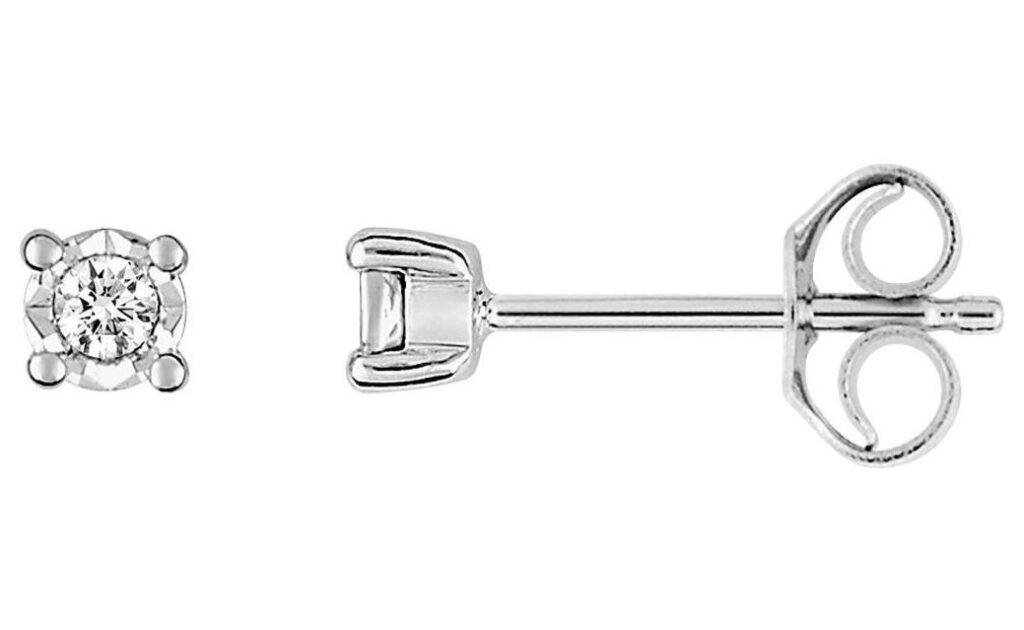 Boucles d'oreilles Clous Or Blanc Diamant 0.05ct GH P2