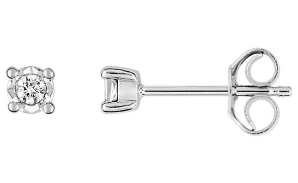 Boucles d'oreilles Clous Or Blanc Diamant 0.05ct GH P2