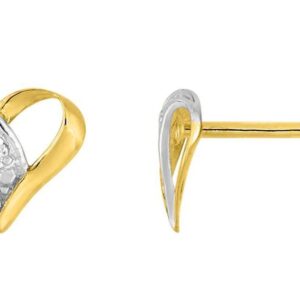 Boucles d'oreilles Clous Or Rhodié Diamant 0.01ct GH P2