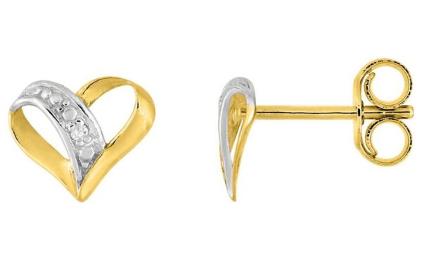 Boucles d'oreilles Clous Or Rhodié Diamant 0.01ct GH P2