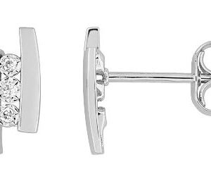 Boucles d'oreilles Clous Or Blanc Diamant 0.03ct GH P2