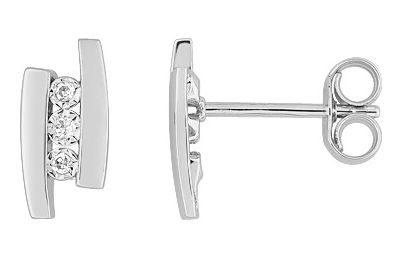 Boucles d'oreilles Clous Or Blanc Diamant 0.03ct GH P2