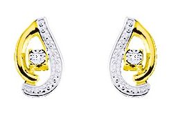 Boucles d'oreilles Clous Or Jaune et Blanc Diamant