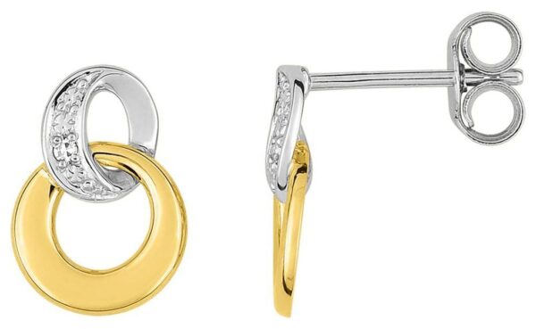 Boucles d'oreilles Clous Or Rhodié Diamant 0.01ct GH P2