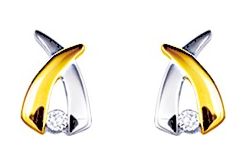 Boucles d'oreilles Clous Or Rhodié Diamant GH P2