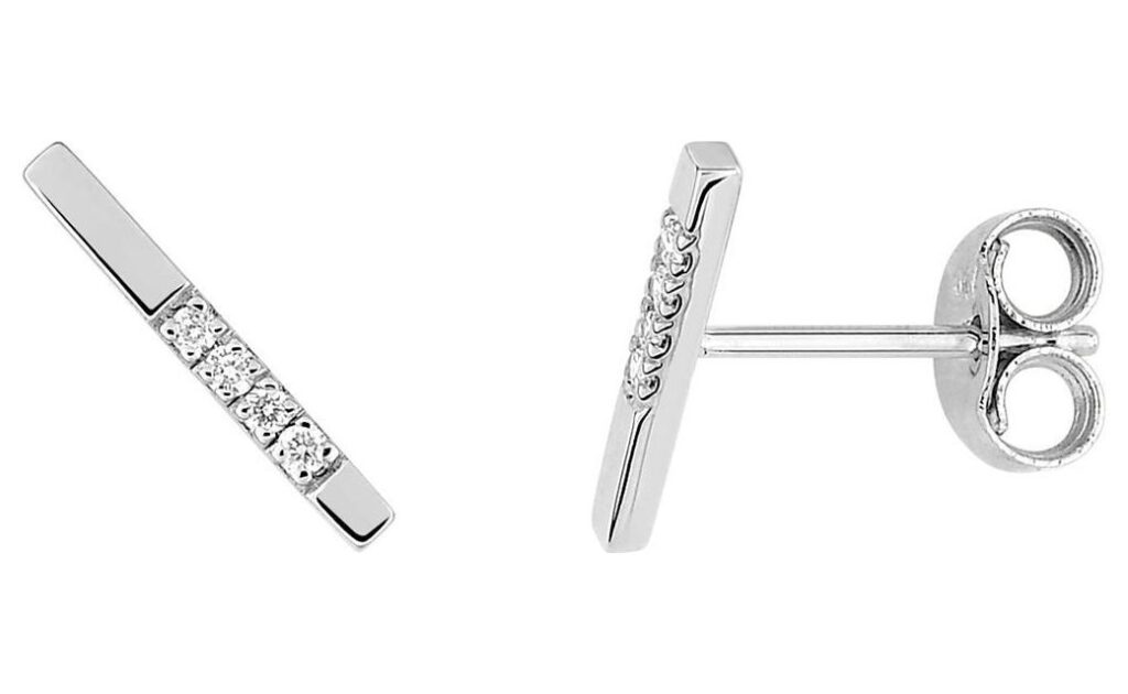 Boucles d'oreilles Clous Or Blanc Diamant 0.03ct GH P2