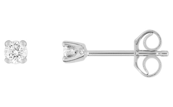 Boucles d'oreilles Clous Or Blanc 18k Diamant 0.06ct GH P1