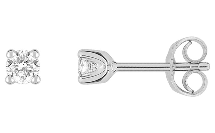 Boucles d'oreilles Clous Or Blanc 18k Diamant 0.15ct GH P1