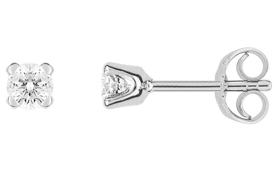 Boucles d'oreilles Clous Or Blanc 18k Diamant 0.2ct GH P1