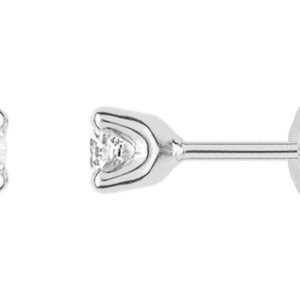 Boucles d'oreilles Clous Or Blanc 18k Diamant 0.25ct GH P1