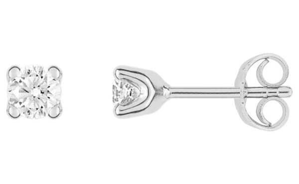 Boucles d'oreilles Clous Or Blanc 18k Diamant 0.25ct GH P1