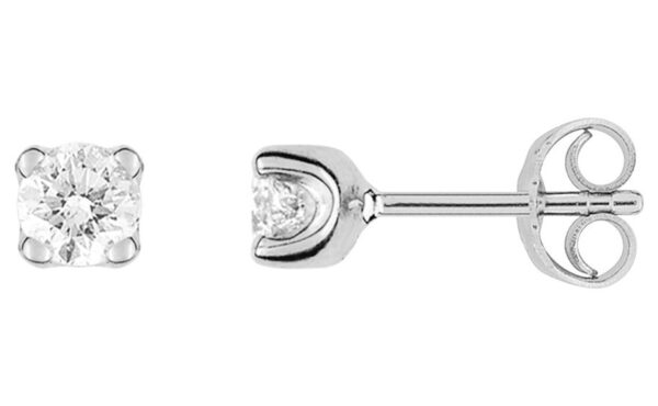 Boucles d'oreilles Clous Or Blanc 18k Diamant 0.3ct GH P1