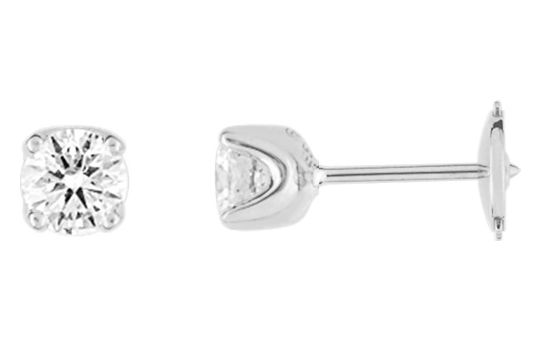 Boucles d'oreilles Clous Or Blanc 18k Diamant 0.4ct GH P1