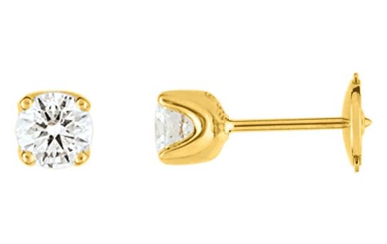 Boucles d'oreilles Clous Or 18k Diamant 0.4ct GH P1