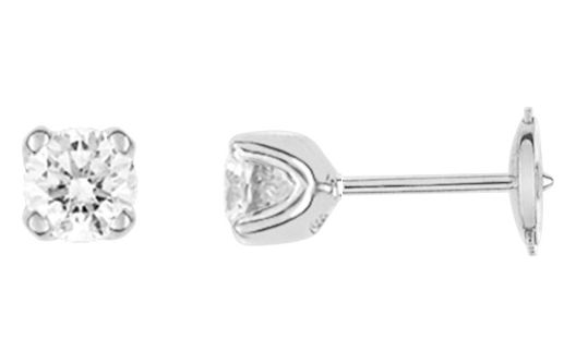 Boucles d'oreilles Clous Or Blanc 18k Diamant 0.5ct GH P1