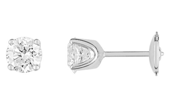 Boucles d'oreilles Clous Or Blanc 18k Diamant 0.6ct GH P1