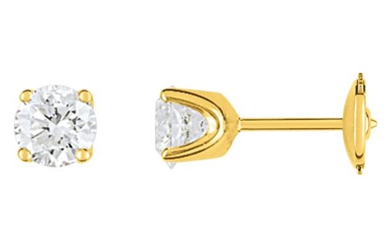 Boucles d'oreilles Clous Or 18k Diamant 0.6ct GH P1