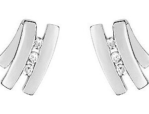 Boucles d'oreilles Clous Or Blanc 18k Diamant 0.03ct GH P1