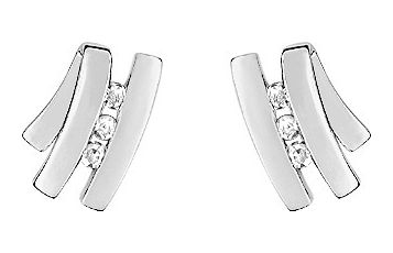 Boucles d'oreilles Clous Or Blanc 18k Diamant 0.03ct GH P1