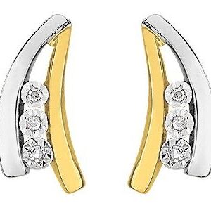 Boucles d'oreilles Clous Or Jaune et Blanc 18k Diamant GH P1