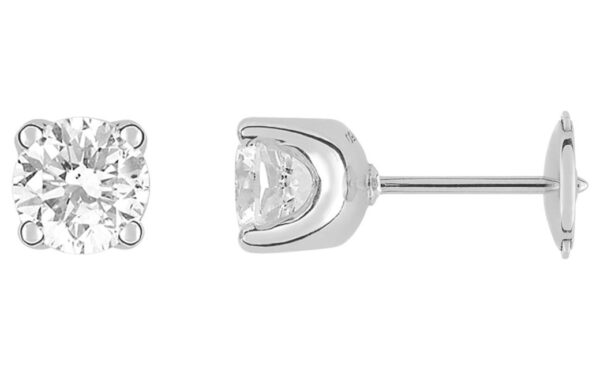 Boucles d'oreilles Clous Or Blanc 18k Diamant 0.8ct GH P1