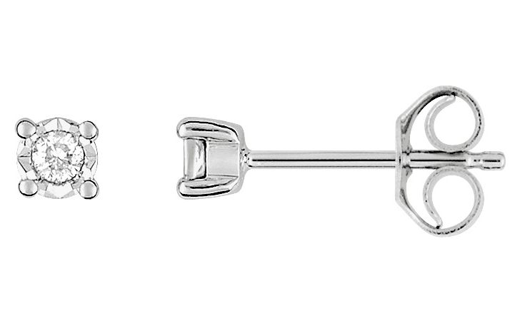 Boucles d'oreilles Clous Or Blanc 18k Diamant 0.052ct GH P1