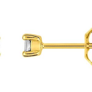 Boucles d'oreilles Clous Or Jaune et Blanc 18k Diamant 0.052ct GH P1