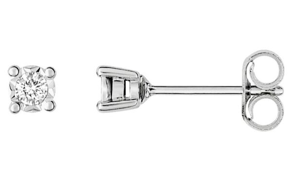 Boucles d'oreilles Clous Or Blanc 18k Diamant 0.08ct GH P1