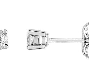 Boucles d'oreilles Clous Or Blanc 18k Diamant 0.1ct GH P1