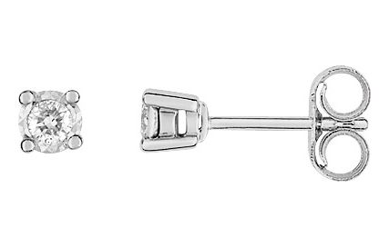 Boucles d'oreilles Clous Or Blanc 18k Diamant 0.1ct GH P1