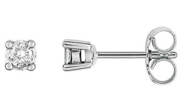 Boucles d'oreilles Clous Or Blanc 18k Diamant 0.14ct GH P1