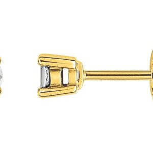 Boucles d'oreilles Clous Or Jaune et Blanc 18k Diamant 0.14ct GH P1