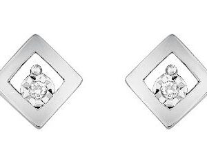 Boucles d'oreilles Clous Or Blanc 18k Diamant 0.02ct GH P1