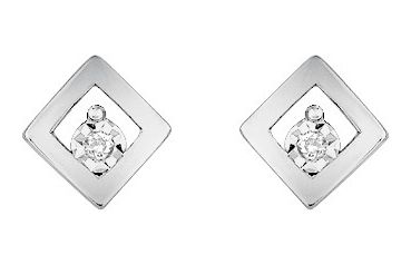 Boucles d'oreilles Clous Or Blanc 18k Diamant 0.02ct GH P1