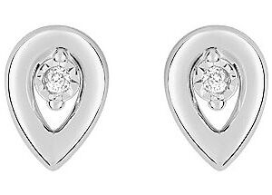 Boucles d'oreilles Clous Or Blanc 18k Diamant 0.03ct GH P1 Goutte