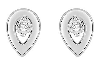 Boucles d'oreilles Clous Or Blanc 18k Diamant 0.03ct GH P1 Goutte