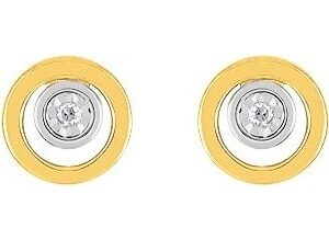 Boucles d'oreilles Clous Or Jaune et Blanc 18k Diamant GH P1