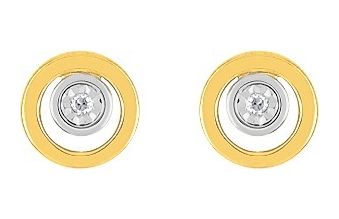 Boucles d'oreilles Clous Or Jaune et Blanc 18k Diamant GH P1