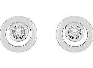 Boucles d'oreilles Clous Or Blanc 18k Diamant 0.01ct GH P1