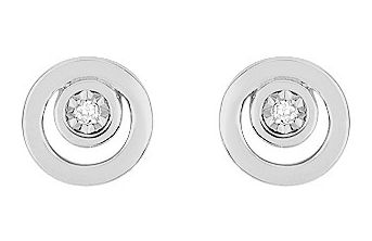 Boucles d'oreilles Clous Or Blanc 18k Diamant 0.01ct GH P1