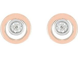 Boucles d'oreilles Clous Or Rose et Blanc 18k Diamant 0.01ct GH P1