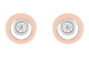 Boucles d'oreilles Clous Or Rose et Blanc 18k Diamant 0.01ct GH P1