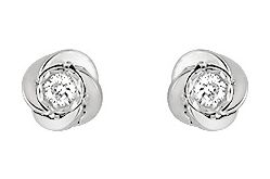 Boucles d'oreilles Clous Or Blanc 18k Diamant 0.03ct GH P1