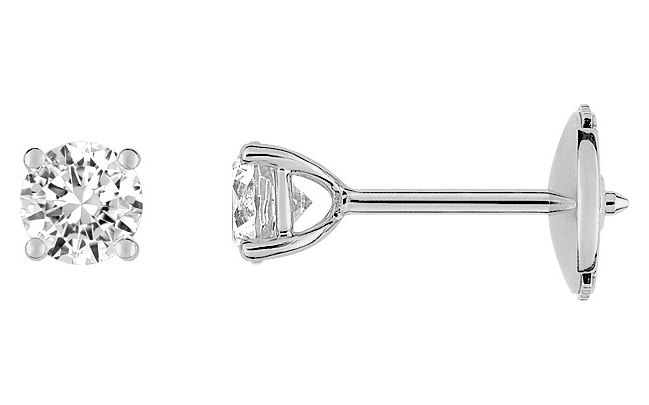 Boucles d'oreilles Clous Or Blanc 18k Diamant 0.75ct GH SI