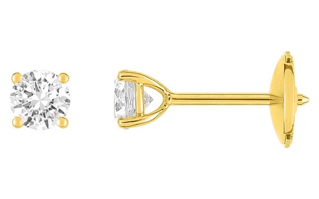 Boucles d'oreilles Clous Or 18k Diamant 0.75ct GH SI