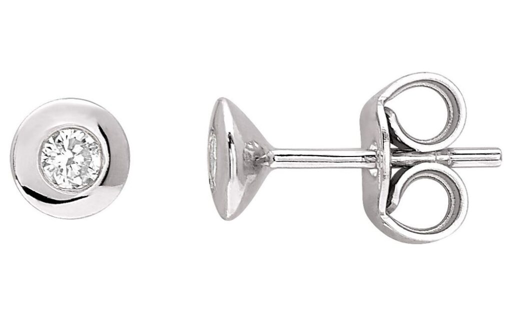 Boucles d'oreilles Clous Or Blanc 18k Diamant 0.16ct GH P1