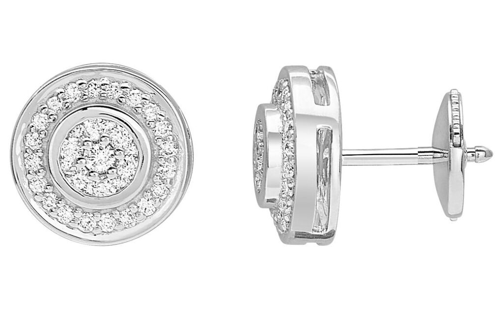 Boucles d'oreilles Clous Or Blanc 18k Diamant 0.25ct GH P1P2